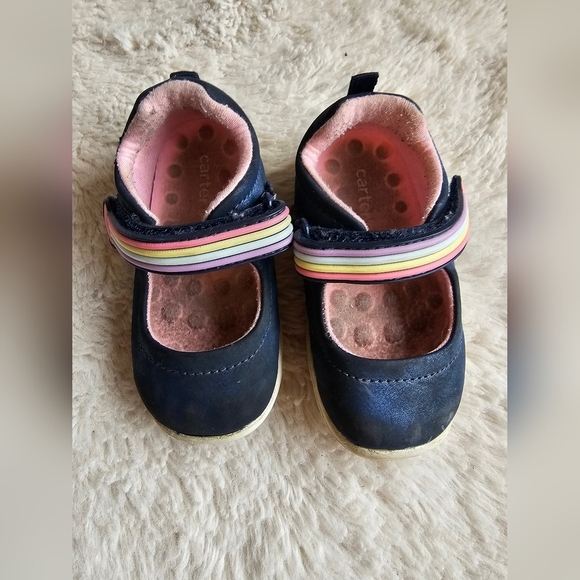 Carters Every Step 4 Crawl To Walk Navy Blue And Pink Shoes - Picture 3 of 9